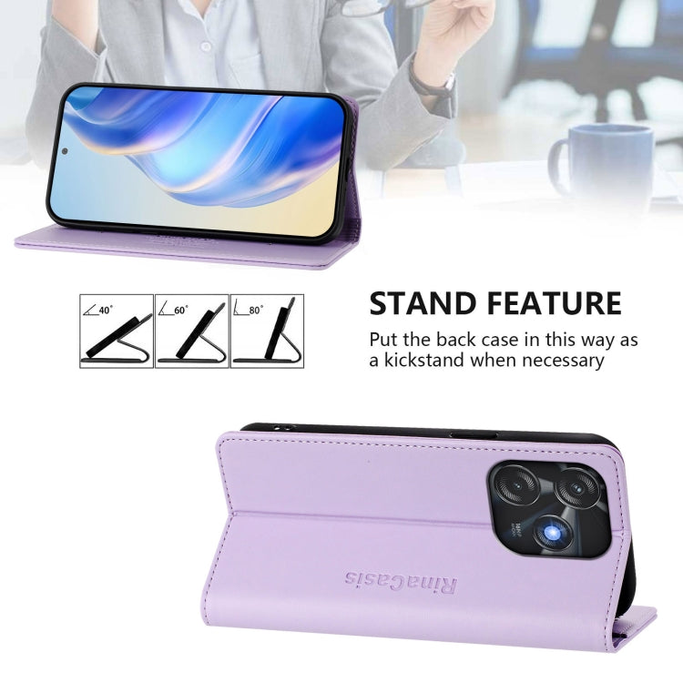 For Tecno Spark 10C / 10 4G RC01 Dual-Folded Magnetic Suction RFID Leather Phone Case
