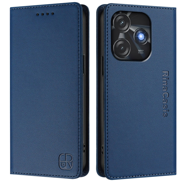 For Tecno Spark 10C / 10 4G RC01 Dual-Folded Magnetic Suction RFID Leather Phone Case