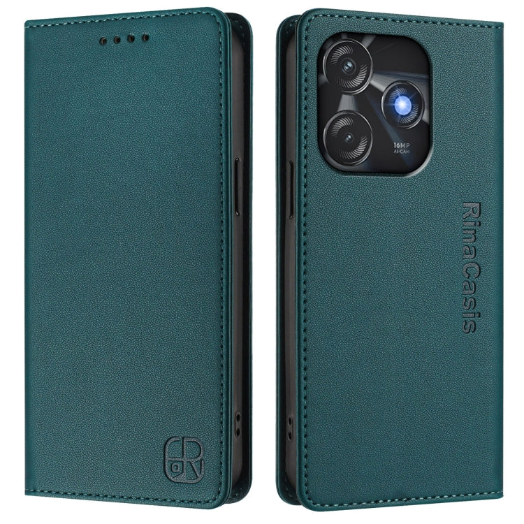 For Tecno Spark 10C / 10 4G RC01 Dual-Folded Magnetic Suction RFID Leather Phone Case