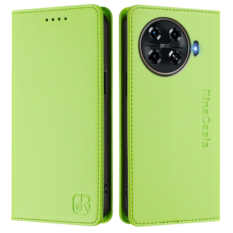 For Tecno Spark 20 Pro+ 4G RC01 Dual-Folded Magnetic Suction RFID Leather Phone Case