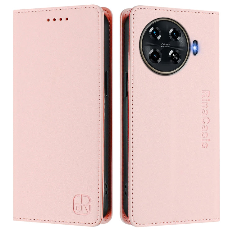 For Tecno Spark 20 Pro+ 4G RC01 Dual-Folded Magnetic Suction RFID Leather Phone Case