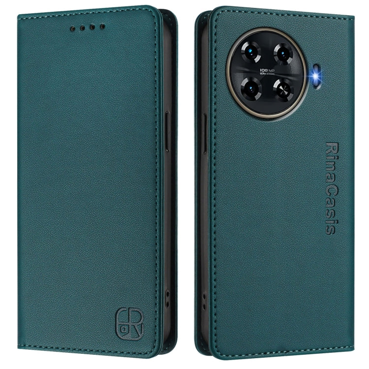 For Tecno Spark 20 Pro+ 4G RC01 Dual-Folded Magnetic Suction RFID Leather Phone Case