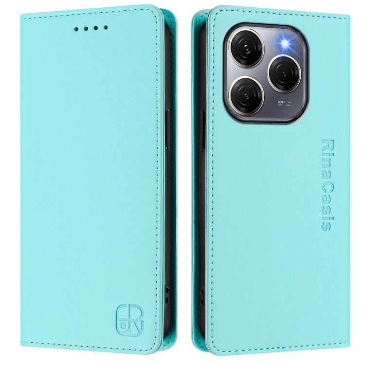 For Tecno Spark 20 Pro 5G RC01 Dual-Folded Magnetic Suction RFID Leather Phone Case