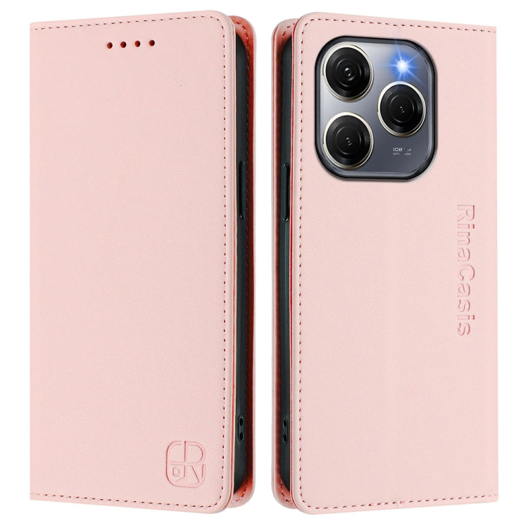 For Tecno Spark 20 Pro 5G RC01 Dual-Folded Magnetic Suction RFID Leather Phone Case