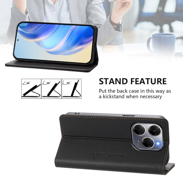 For Tecno Spark 20 Pro 5G RC01 Dual-Folded Magnetic Suction RFID Leather Phone Case