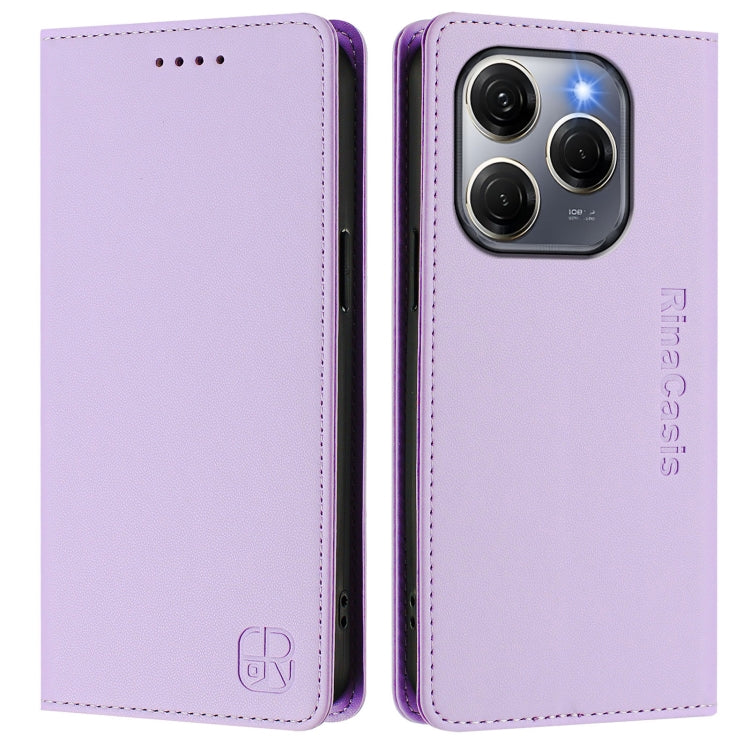 For Tecno Spark 20 Pro 5G RC01 Dual-Folded Magnetic Suction RFID Leather Phone Case