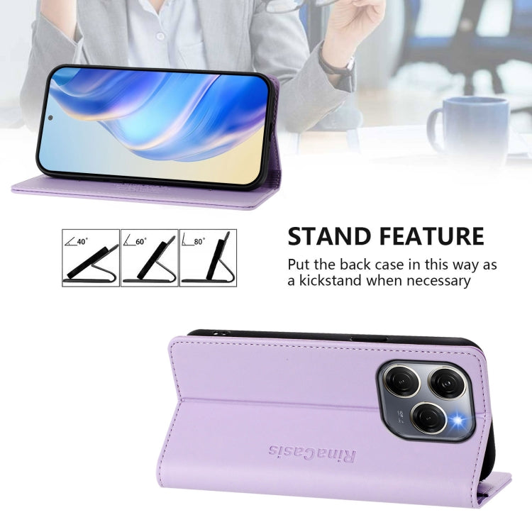 For Tecno Spark 20 Pro 5G RC01 Dual-Folded Magnetic Suction RFID Leather Phone Case