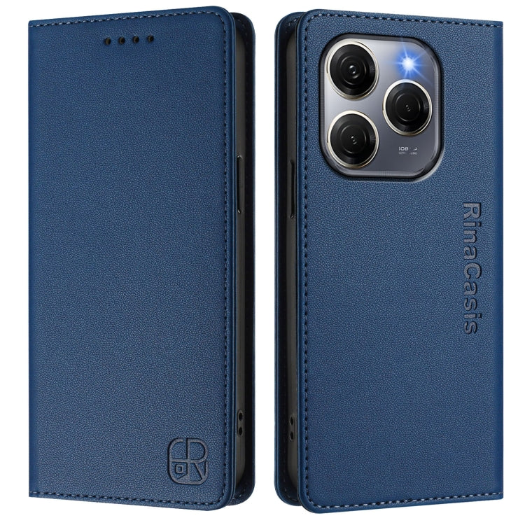 For Tecno Spark 20 Pro 5G RC01 Dual-Folded Magnetic Suction RFID Leather Phone Case