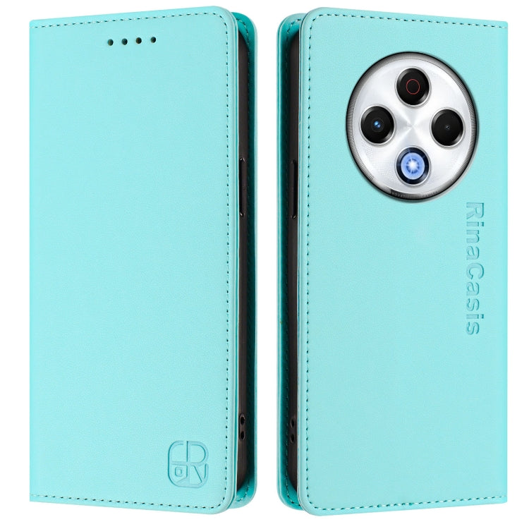 For Tecno Spark 30 4G RC01 Dual-Folded Magnetic Suction RFID Leather Phone Case