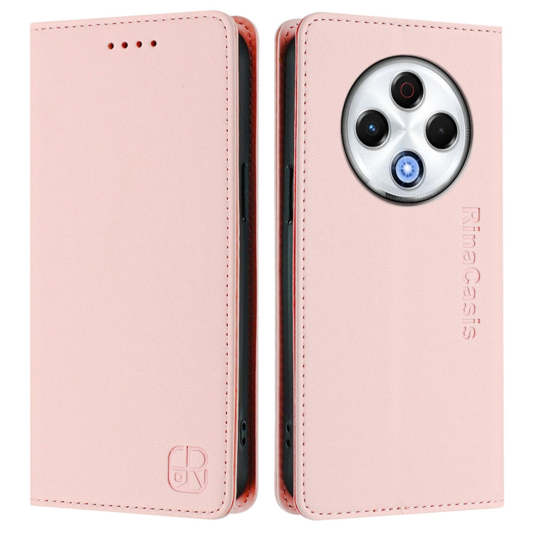 For Tecno Spark 30 4G RC01 Dual-Folded Magnetic Suction RFID Leather Phone Case