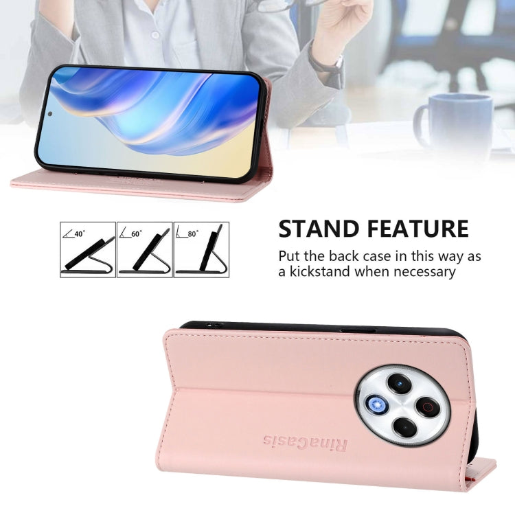For Tecno Spark 30 4G RC01 Dual-Folded Magnetic Suction RFID Leather Phone Case