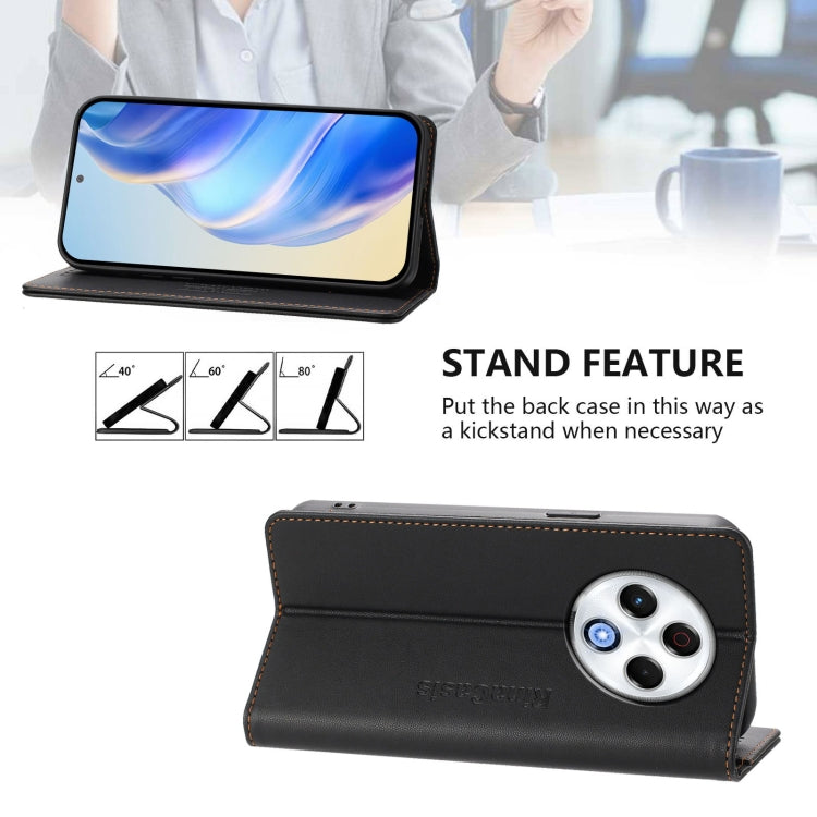 For Tecno Spark 30 4G RC01 Dual-Folded Magnetic Suction RFID Leather Phone Case