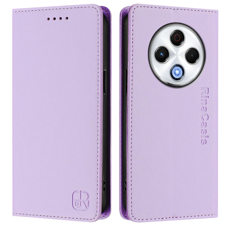 For Tecno Spark 30 4G RC01 Dual-Folded Magnetic Suction RFID Leather Phone Case
