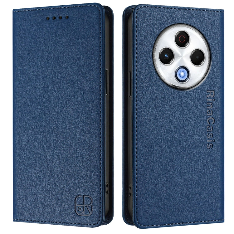 For Tecno Spark 30 4G RC01 Dual-Folded Magnetic Suction RFID Leather Phone Case