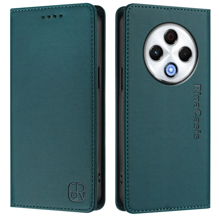 For Tecno Spark 30 4G RC01 Dual-Folded Magnetic Suction RFID Leather Phone Case