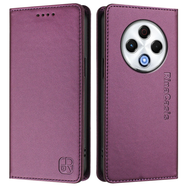 For Tecno Spark 30 4G RC01 Dual-Folded Magnetic Suction RFID Leather Phone Case