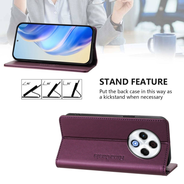 For Tecno Spark 30 4G RC01 Dual-Folded Magnetic Suction RFID Leather Phone Case