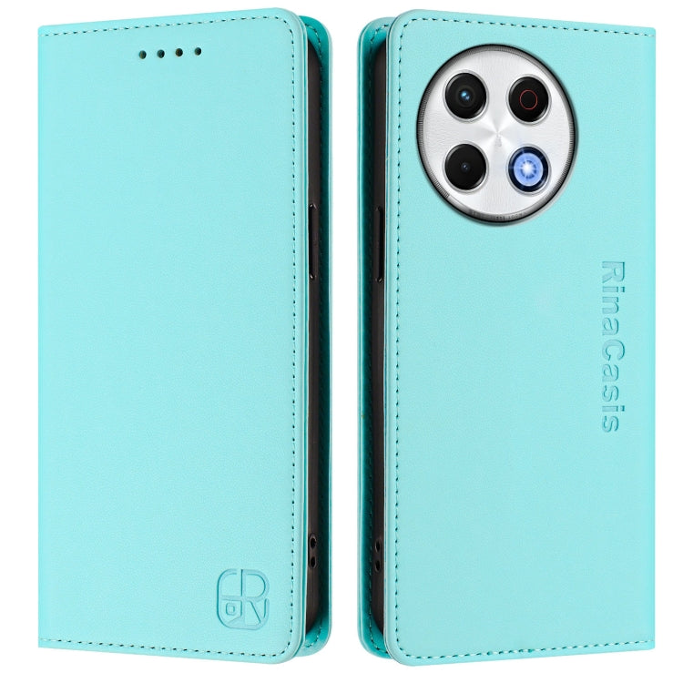For Tecno Spark 30 Pro 4G RC01 Dual-Folded Magnetic Suction RFID Leather Phone Case