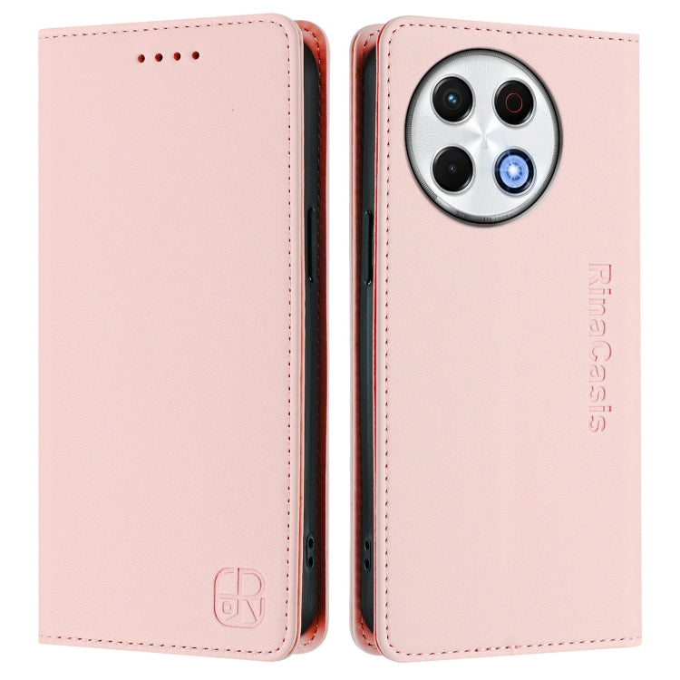 For Tecno Spark 30 Pro 4G RC01 Dual-Folded Magnetic Suction RFID Leather Phone Case
