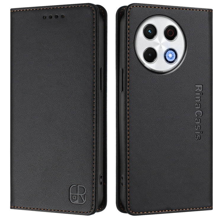 For Tecno Spark 30 Pro 4G RC01 Dual-Folded Magnetic Suction RFID Leather Phone Case