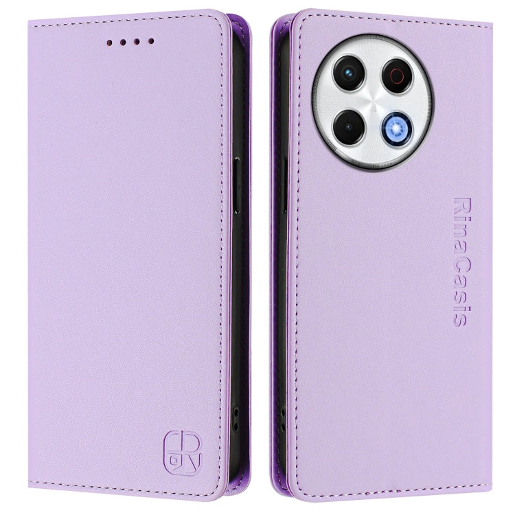 For Tecno Spark 30 Pro 4G RC01 Dual-Folded Magnetic Suction RFID Leather Phone Case