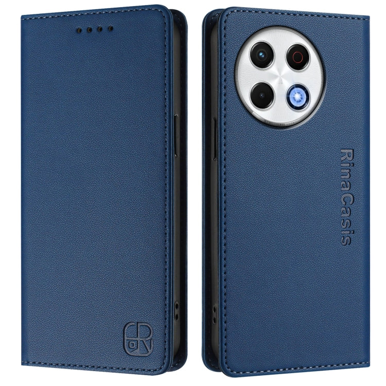 For Tecno Spark 30 Pro 4G RC01 Dual-Folded Magnetic Suction RFID Leather Phone Case