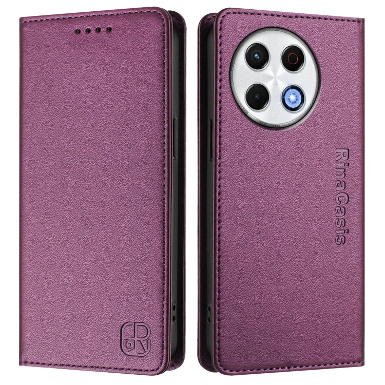 For Tecno Spark 30 Pro 4G RC01 Dual-Folded Magnetic Suction RFID Leather Phone Case