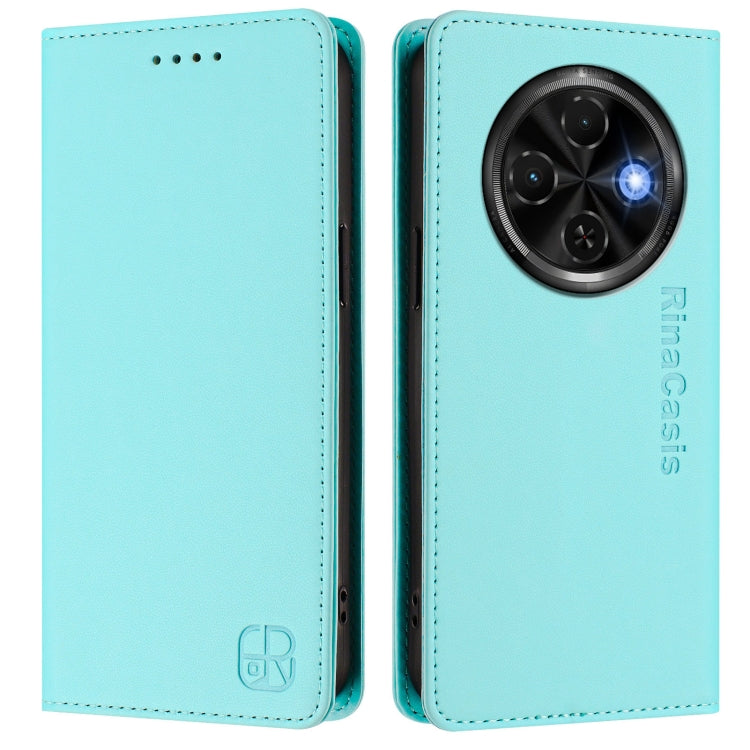 For Tecno Spark 30C RC01 Dual-Folded Magnetic Suction RFID Leather Phone Case