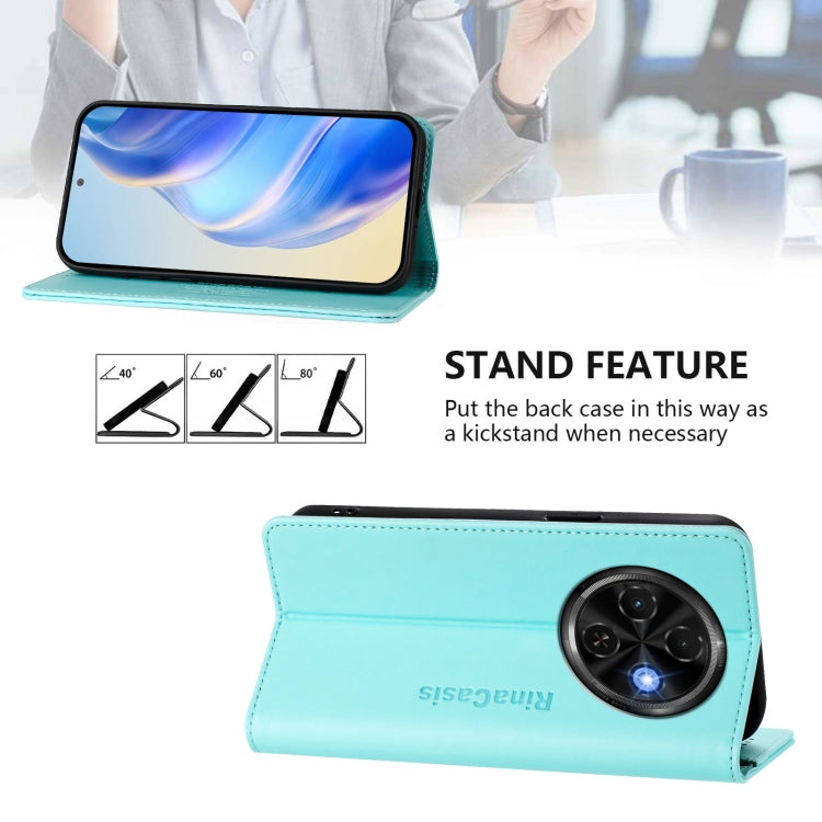 For Tecno Spark 30C RC01 Dual-Folded Magnetic Suction RFID Leather Phone Case
