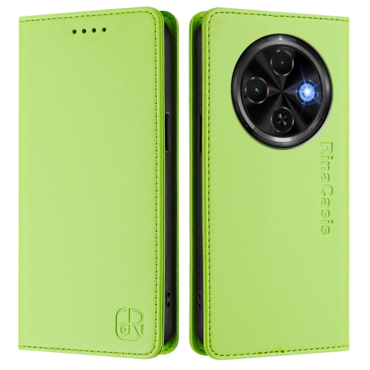For Tecno Spark 30C RC01 Dual-Folded Magnetic Suction RFID Leather Phone Case