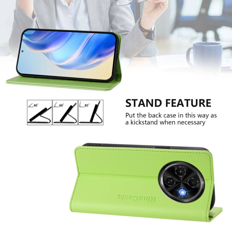 For Tecno Spark 30C RC01 Dual-Folded Magnetic Suction RFID Leather Phone Case
