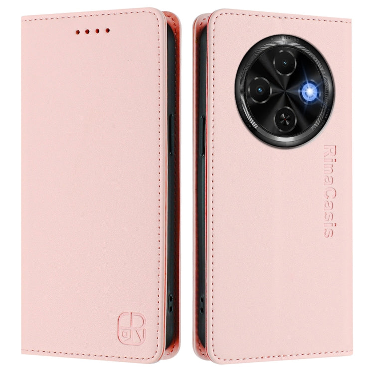 For Tecno Spark 30C RC01 Dual-Folded Magnetic Suction RFID Leather Phone Case