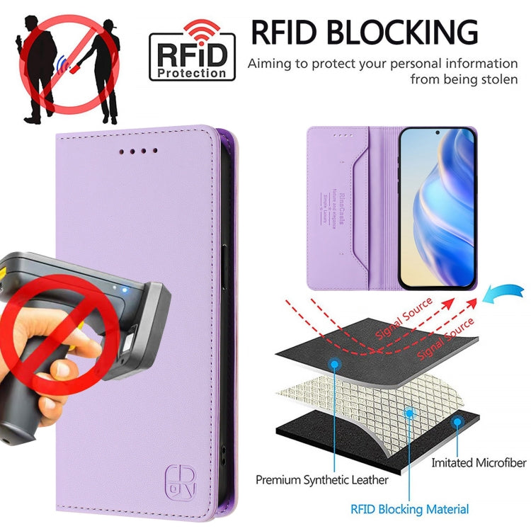 For Tecno Spark 30C RC01 Dual-Folded Magnetic Suction RFID Leather Phone Case