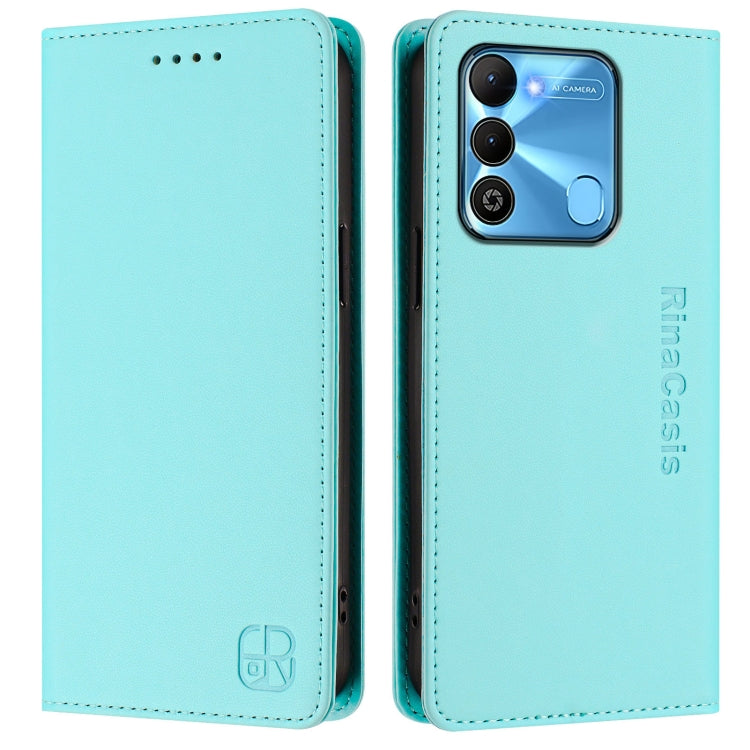 For Tecno Spark GO 2022 / 8C / 9 RC01 Dual-Folded Magnetic Suction RFID Leather Phone Case