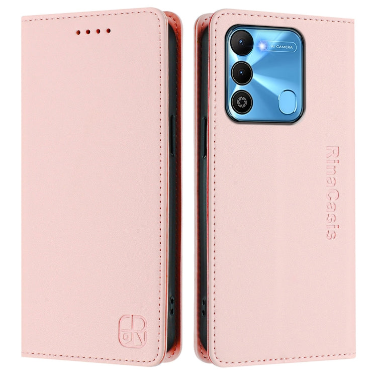 For Tecno Spark GO 2022 / 8C / 9 RC01 Dual-Folded Magnetic Suction RFID Leather Phone Case