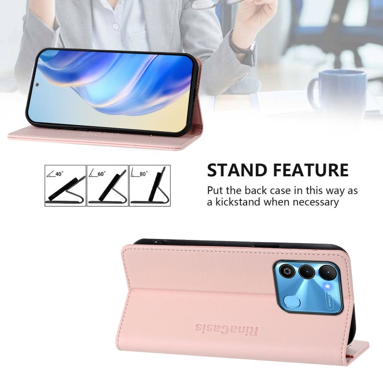 For Tecno Spark GO 2022 / 8C / 9 RC01 Dual-Folded Magnetic Suction RFID Leather Phone Case