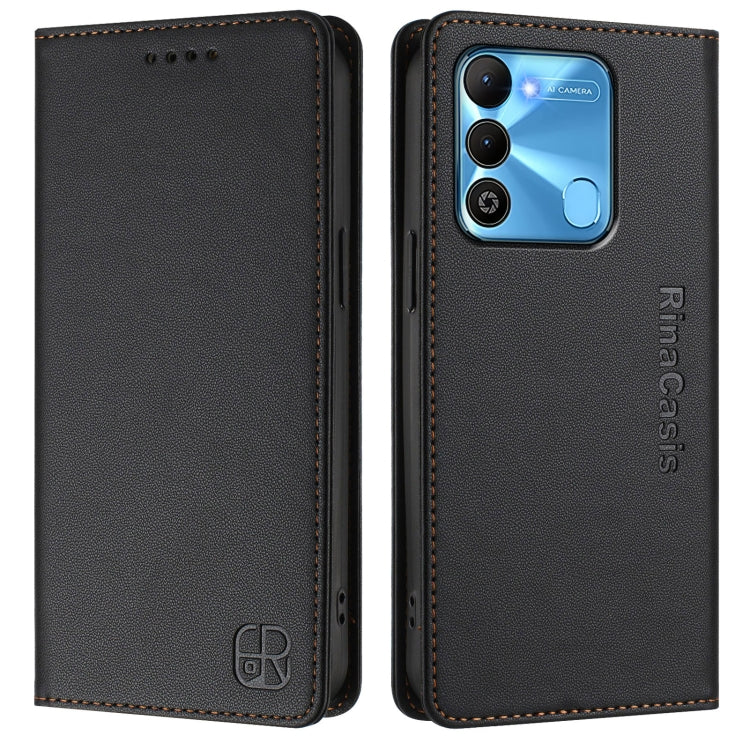 For Tecno Spark GO 2022 / 8C / 9 RC01 Dual-Folded Magnetic Suction RFID Leather Phone Case