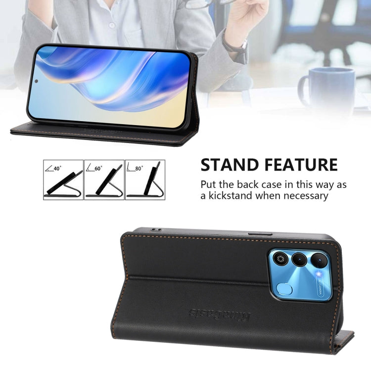 For Tecno Spark GO 2022 / 8C / 9 RC01 Dual-Folded Magnetic Suction RFID Leather Phone Case