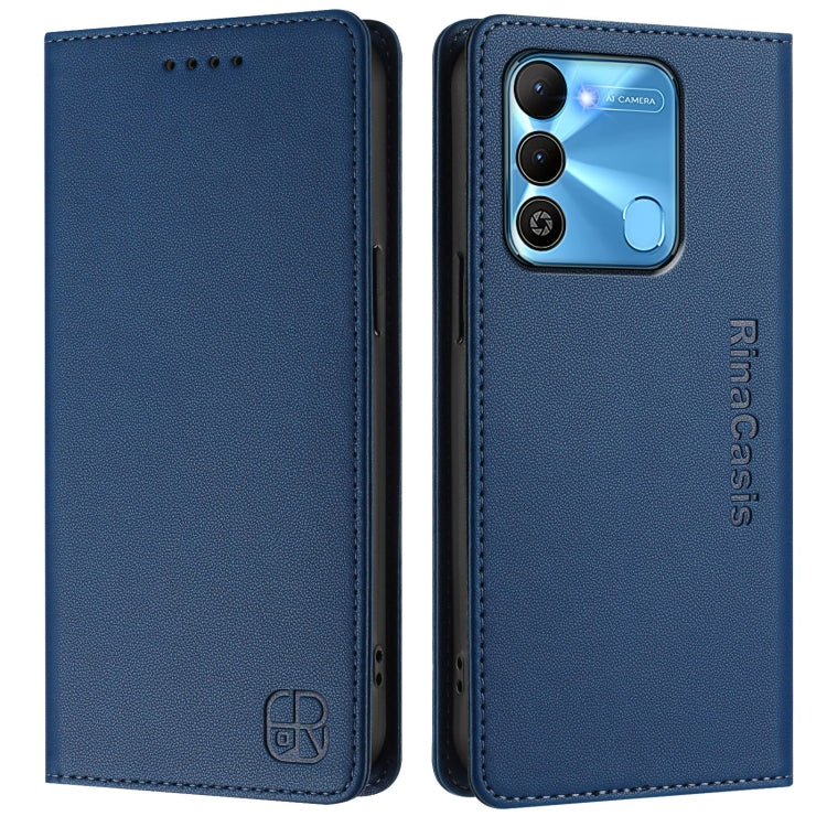 For Tecno Spark GO 2022 / 8C / 9 RC01 Dual-Folded Magnetic Suction RFID Leather Phone Case