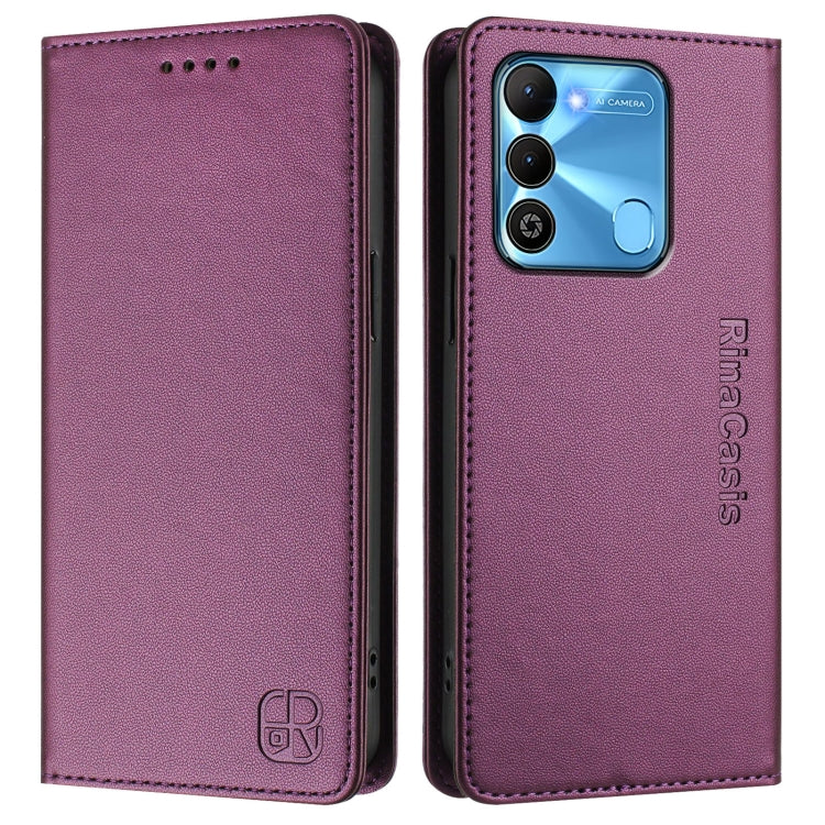 For Tecno Spark GO 2022 / 8C / 9 RC01 Dual-Folded Magnetic Suction RFID Leather Phone Case