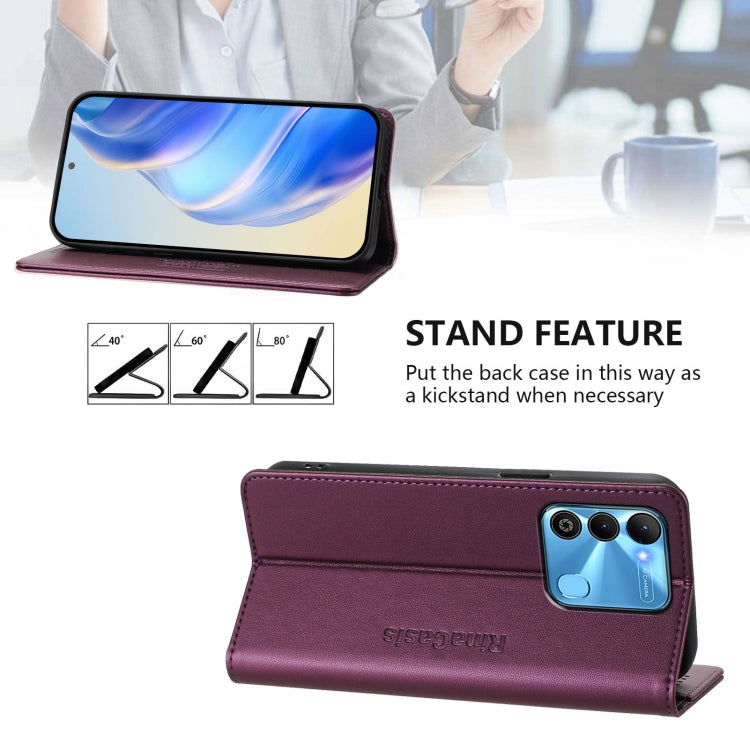 For Tecno Spark GO 2022 / 8C / 9 RC01 Dual-Folded Magnetic Suction RFID Leather Phone Case