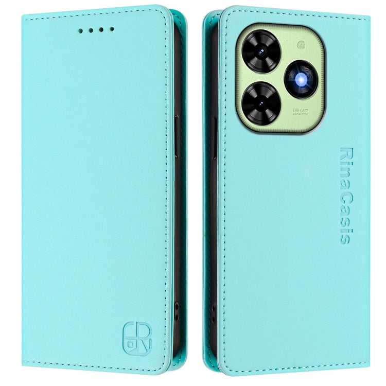 For Tecno Spark GO 2024 4G RC01 Dual-Folded Magnetic Suction RFID Leather Phone Case