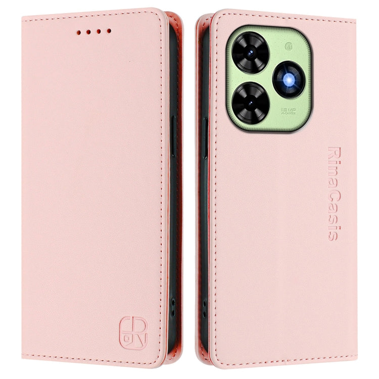 For Tecno Spark GO 2024 4G RC01 Dual-Folded Magnetic Suction RFID Leather Phone Case