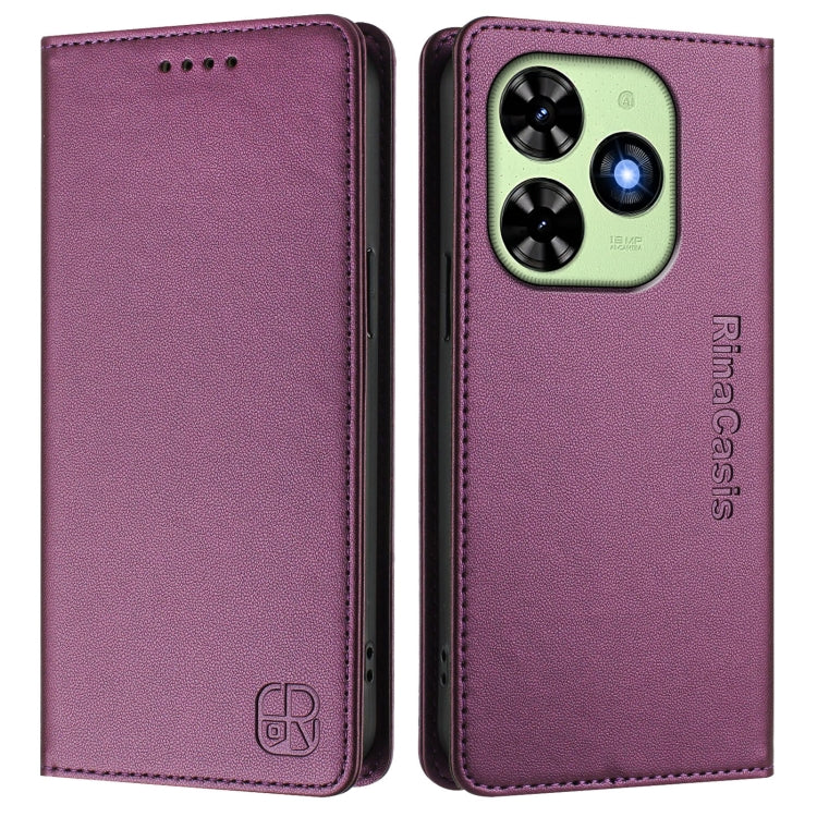 For Tecno Spark GO 2024 4G RC01 Dual-Folded Magnetic Suction RFID Leather Phone Case