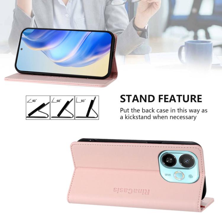 For Tecno Spark 30C 5G / Pop 9 5G RC01 Dual-Folded Magnetic Suction RFID Leather Phone Case
