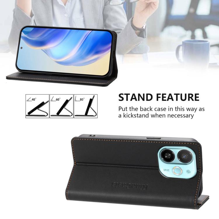 For Tecno Spark 30C 5G / Pop 9 5G RC01 Dual-Folded Magnetic Suction RFID Leather Phone Case
