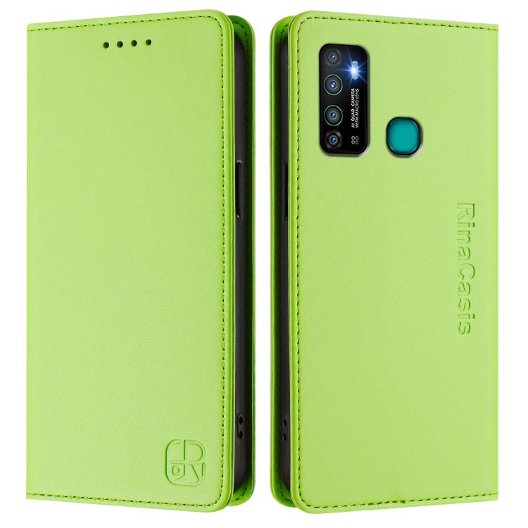 For Tecno Camon 15 / 15 Air RC01 Dual-Folded Magnetic Suction RFID Leather Phone Case