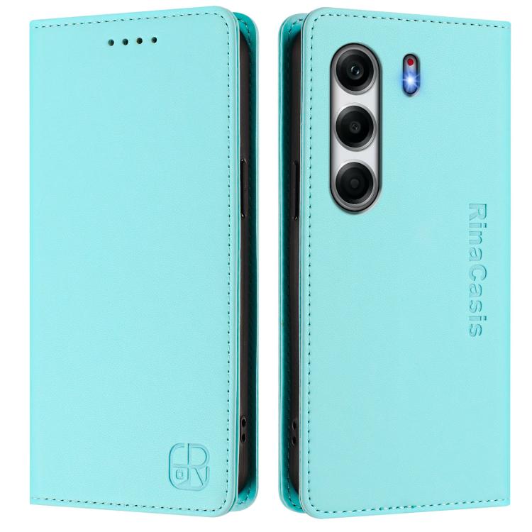 For Tecno Camon 40 4G RC01 Dual-Folded Magnetic Suction RFID Leather Phone Case