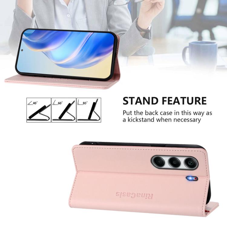 For Tecno Camon 40 4G RC01 Dual-Folded Magnetic Suction RFID Leather Phone Case