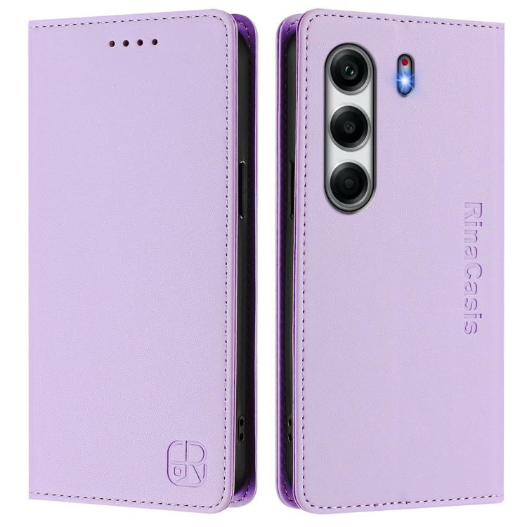 For Tecno Camon 40 4G RC01 Dual-Folded Magnetic Suction RFID Leather Phone Case